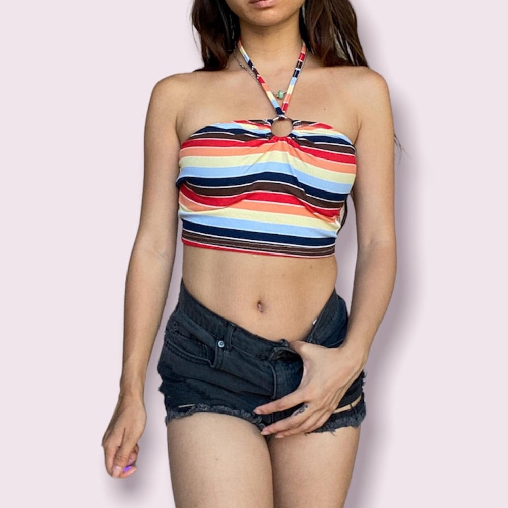 Playboy Striped Halter Top